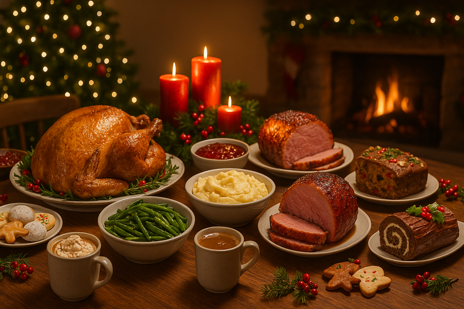 A festive Christmas dinner table