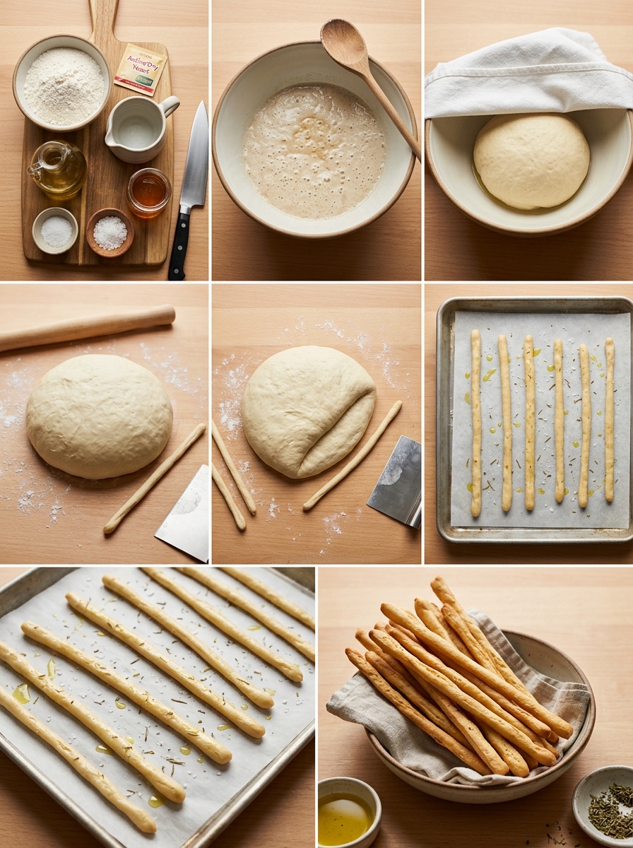 Instruction visual for Grissini (Italian Breadsticks)