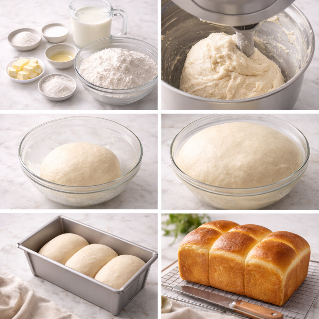 Instruction visual for Japanese Shokupan (Milk Bread)