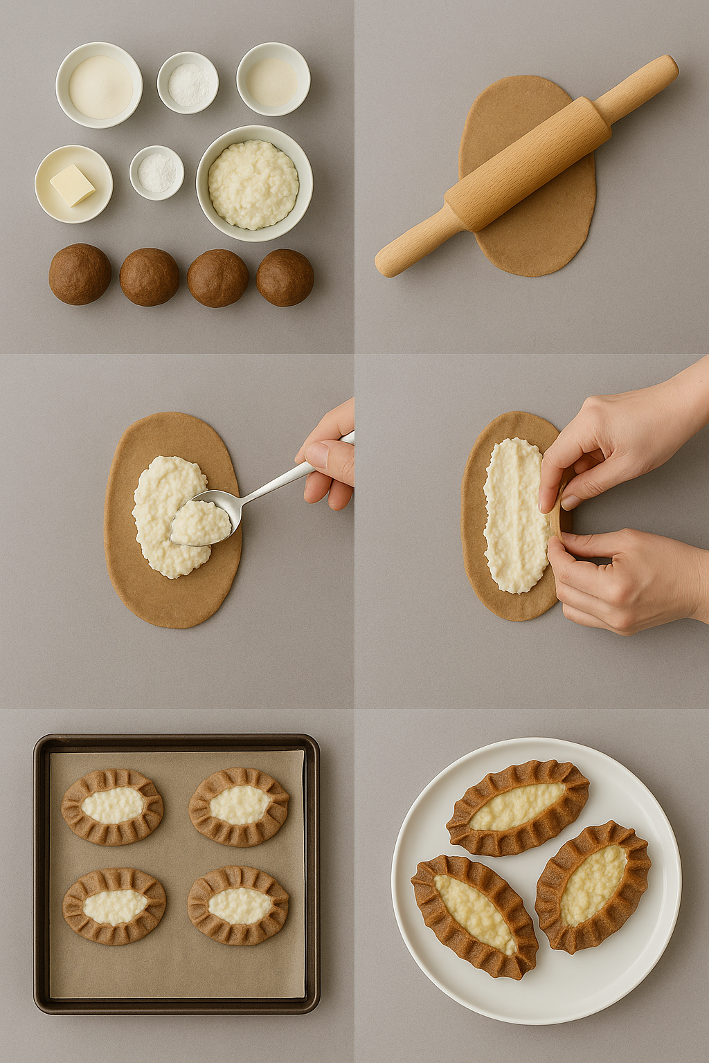 Instruction visual for Karjalanpiirakka (Karelian Pies)