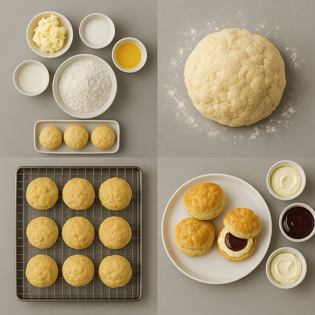 Instruction visual for Scones with Clotted Cream and Jam