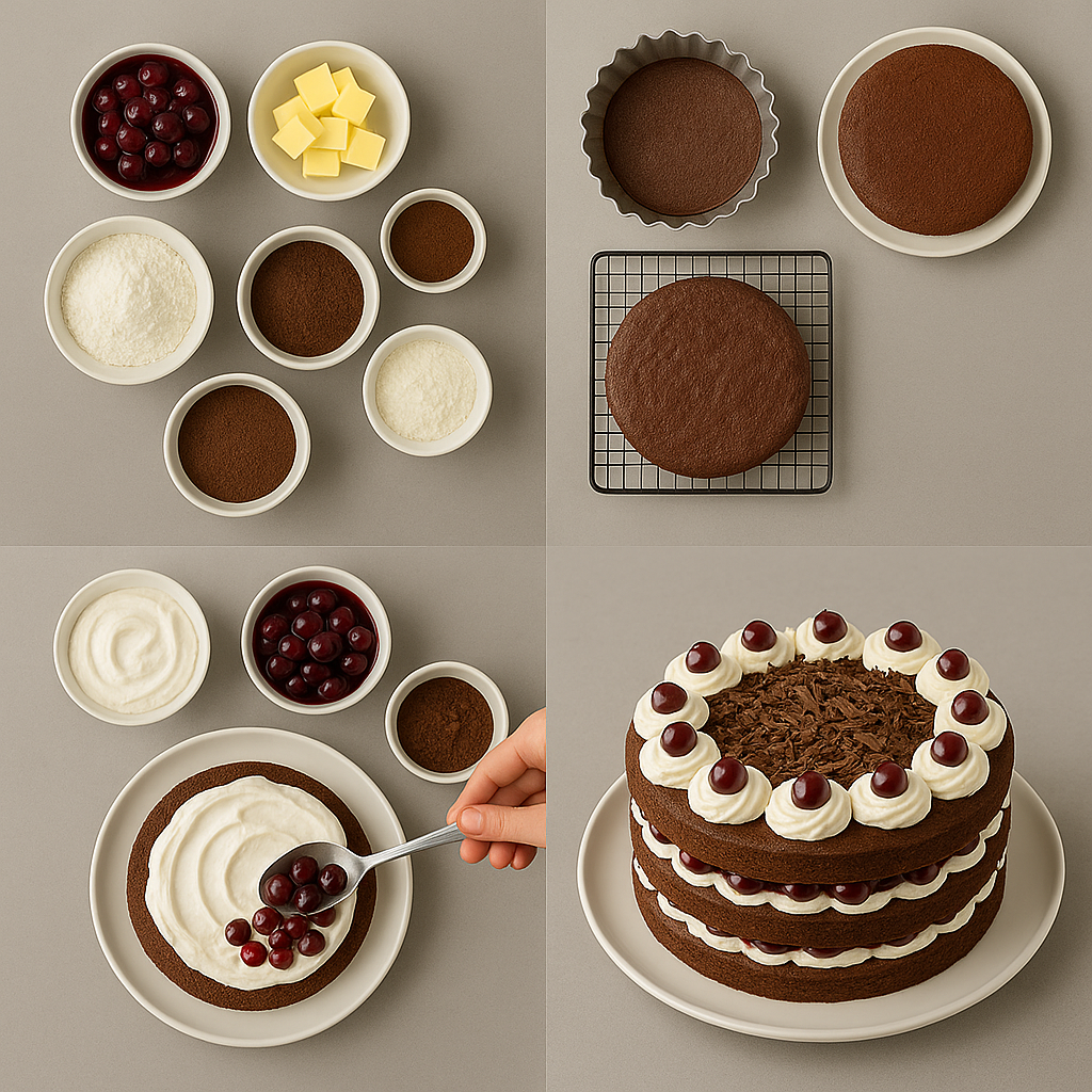 Instruction visual for Black Forest Cake