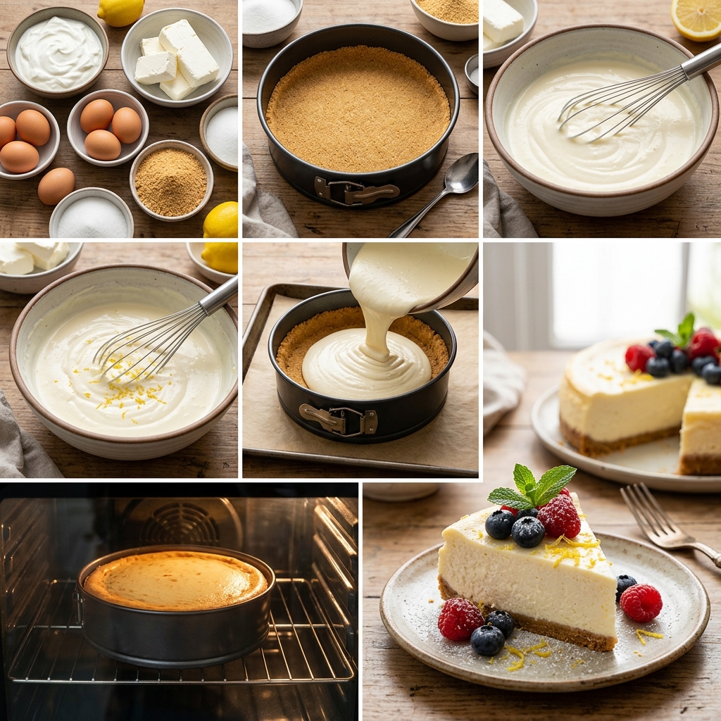 Instruction visual for Greek Yogurt Cheesecake