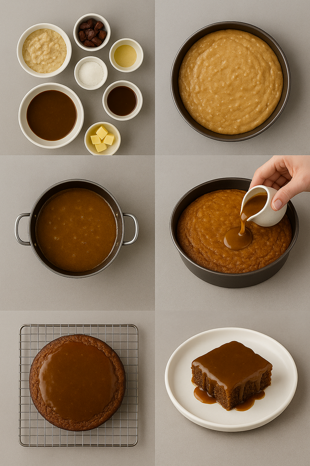 Instruction visual for Sticky Toffee Pudding