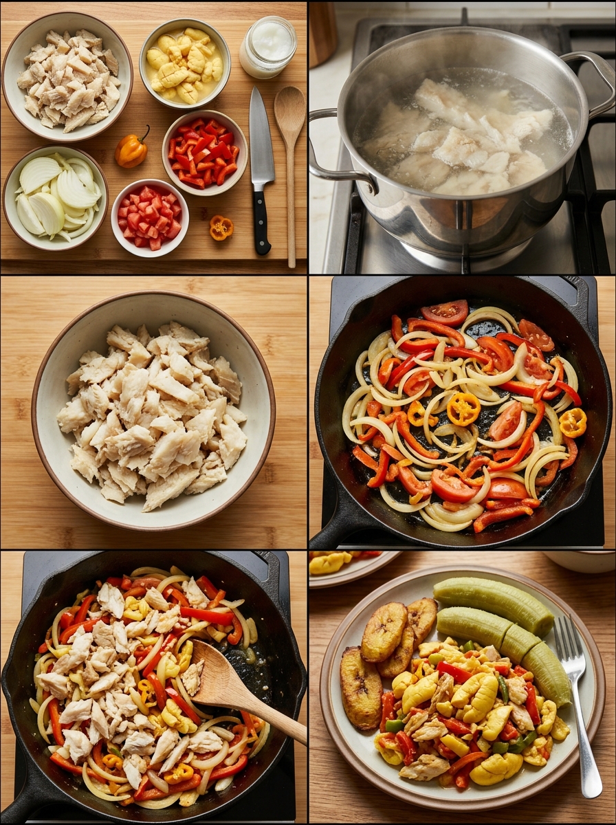 Instruction visual for Ackee & Saltfish
