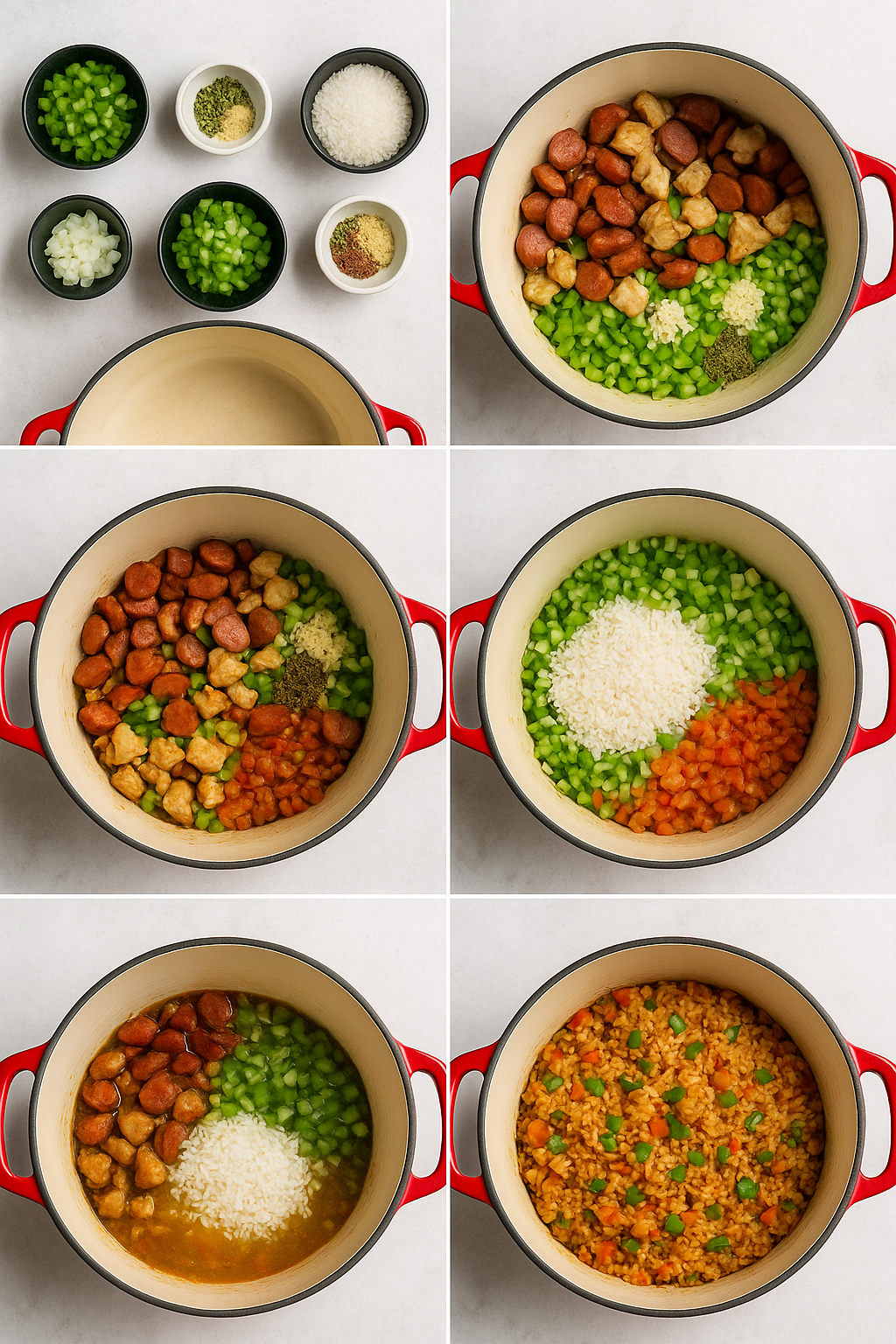 Instruction visual for Cajun Jambalaya