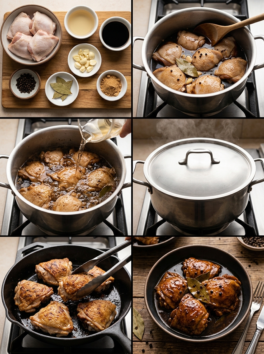 Instruction visual for Chicken Adobo