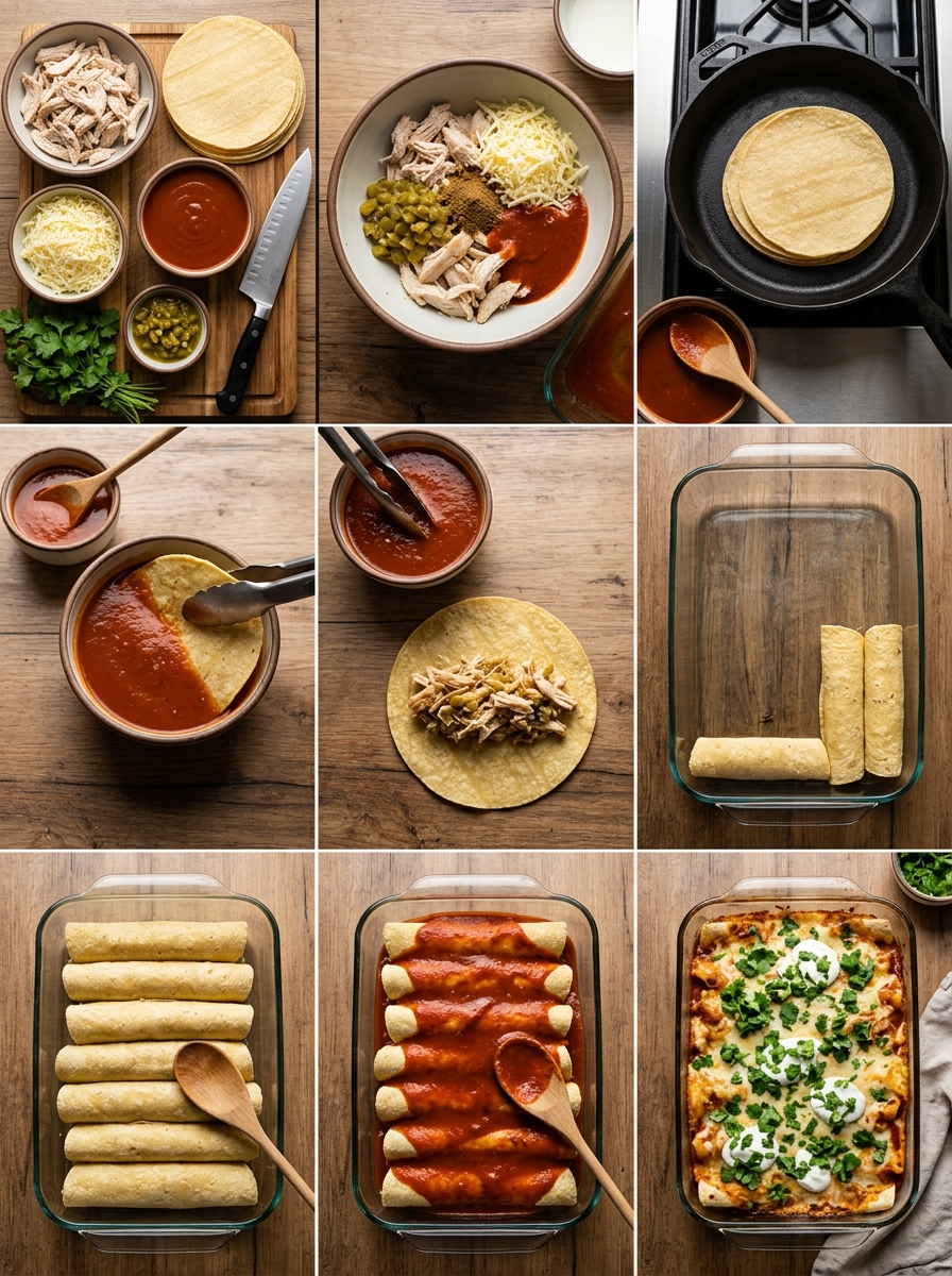Instruction visual for Chicken Enchiladas