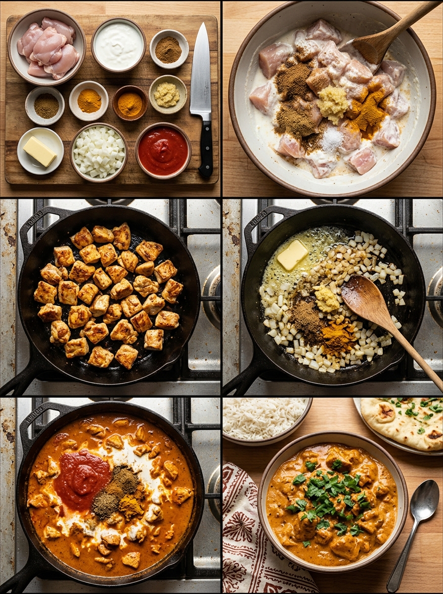Instruction visual for Chicken Tikka Masala