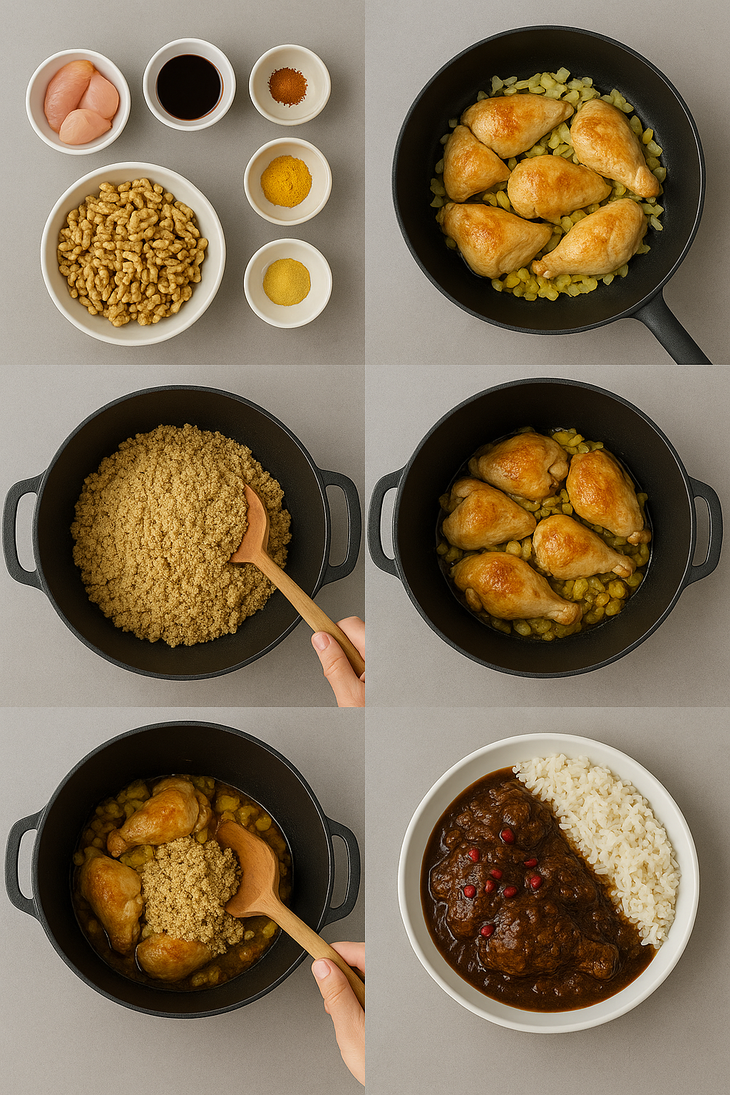 Instruction visual for Fesenjan (Persian Pomegranate Walnut Stew)