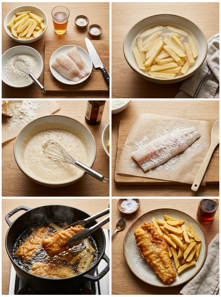 Instruction visual for Fish and Chips