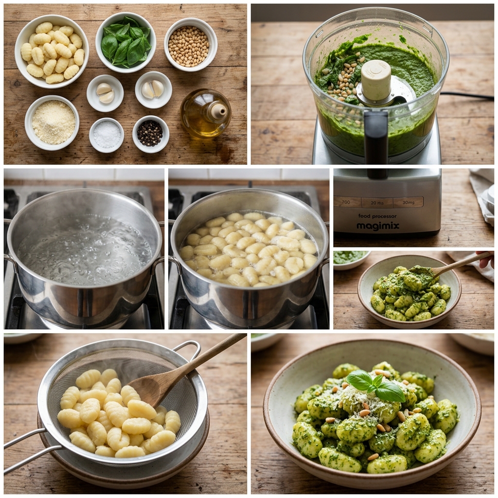 Instruction visual for Gnocchi with Pesto