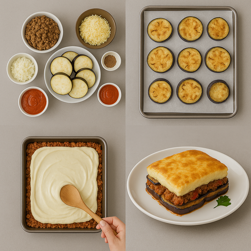 Instruction visual for Greek Moussaka