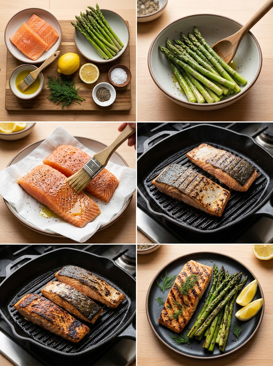 Instruction visual for Grilled Salmon with Asparagus