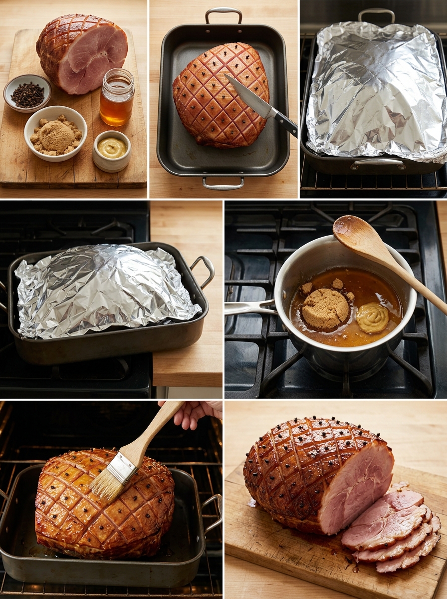Instruction visual for Honey Glazed Ham