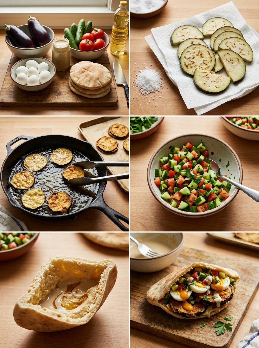 Instruction visual for Israeli Sabich