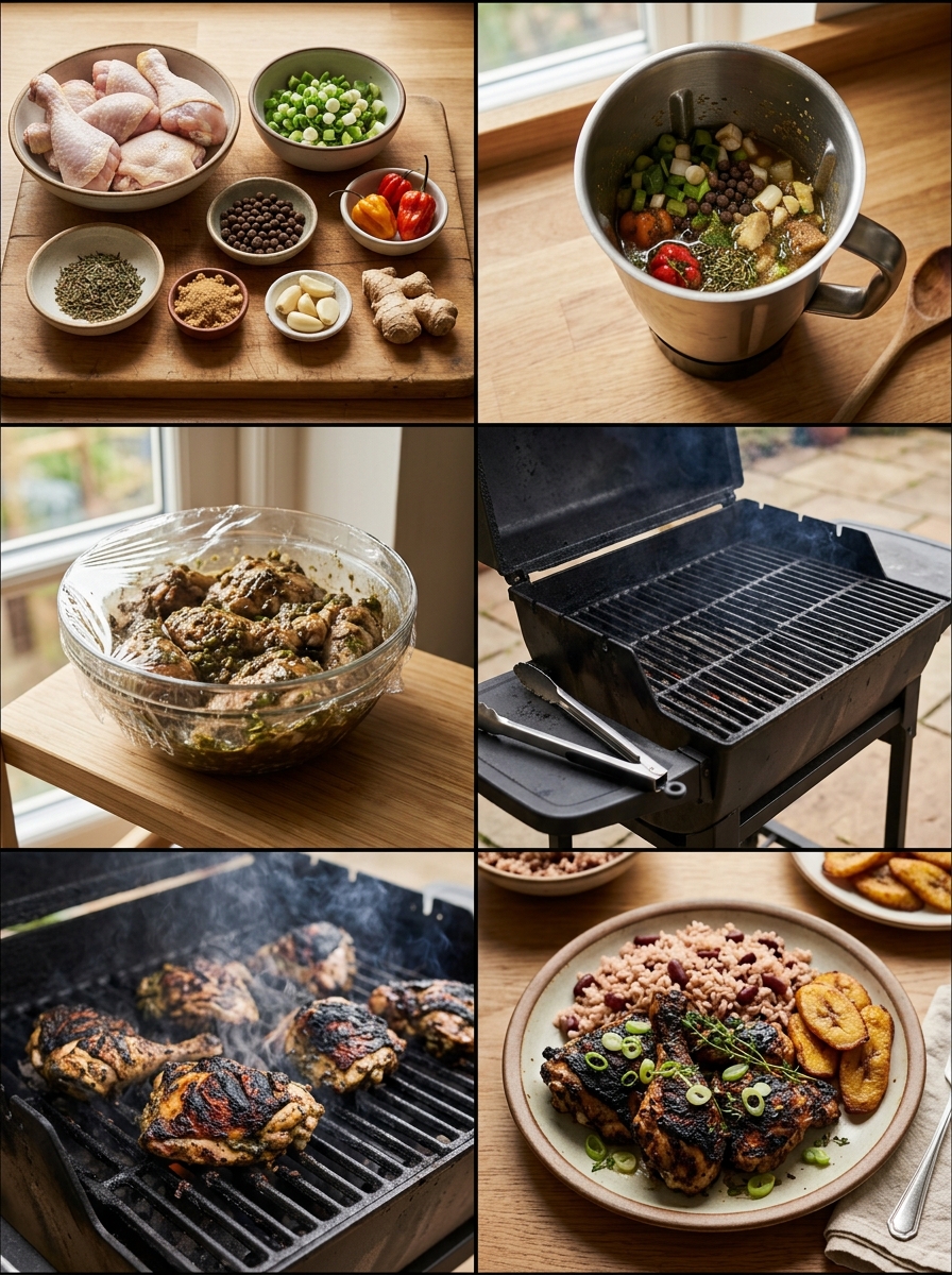 Instruction visual for Jerk Chicken