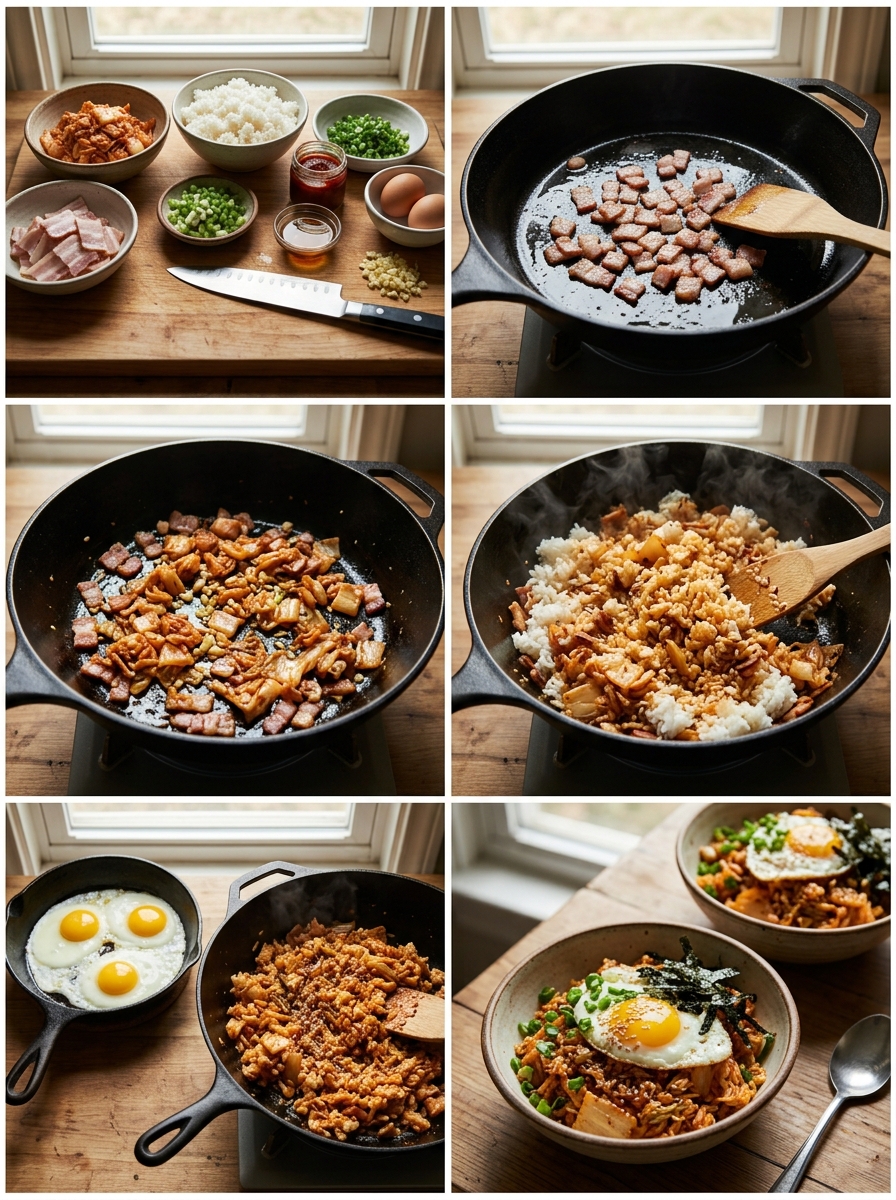 Instruction visual for Riz Frit au Kimchi
