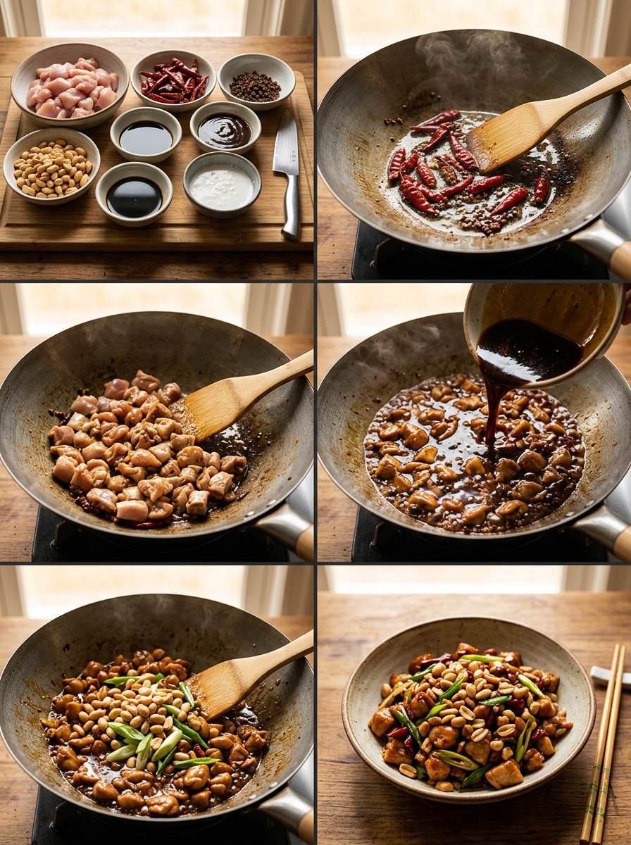 Instruction visual for Kung Pao Chicken