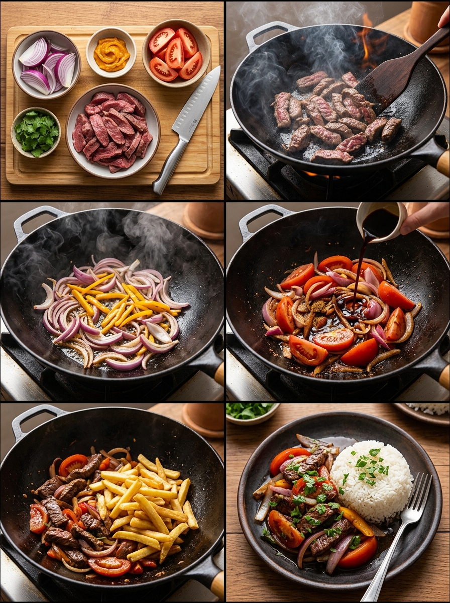 Instruction visual for Lomo Saltado