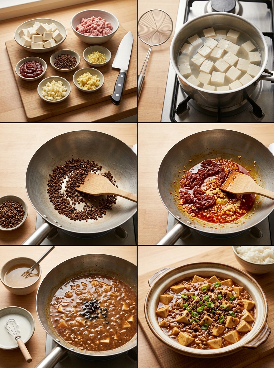Instruction visual for Mapo Tofu