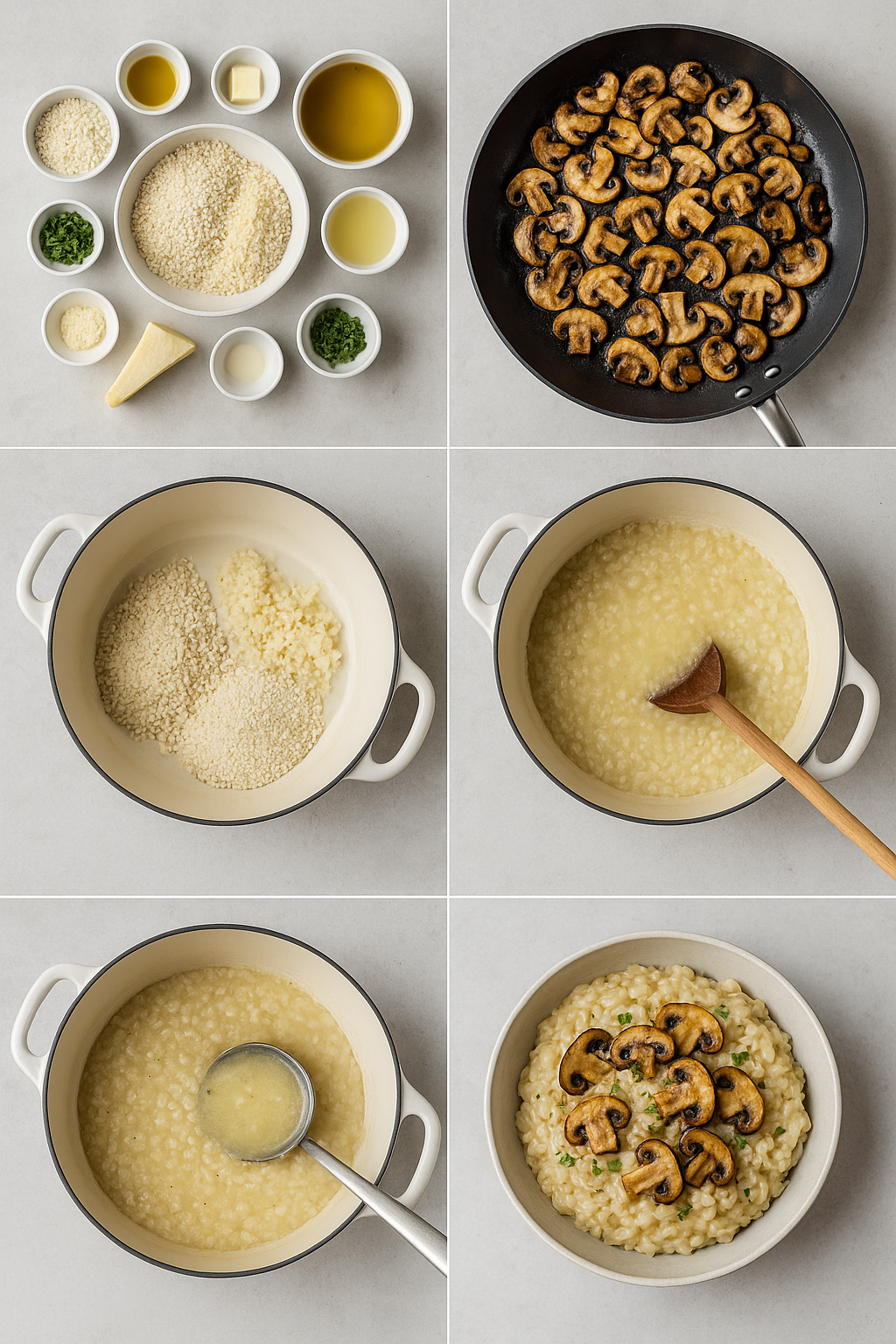 Instruction visual for Mushroom Risotto