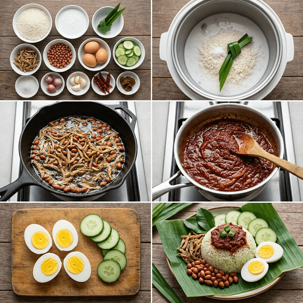 Instruction visual for Nasi Lemak