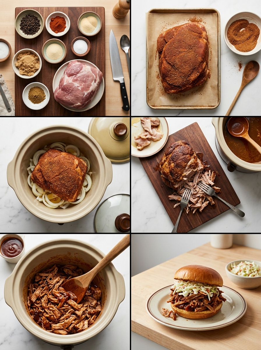 Instruction visual for Pulled Pork Sandwich