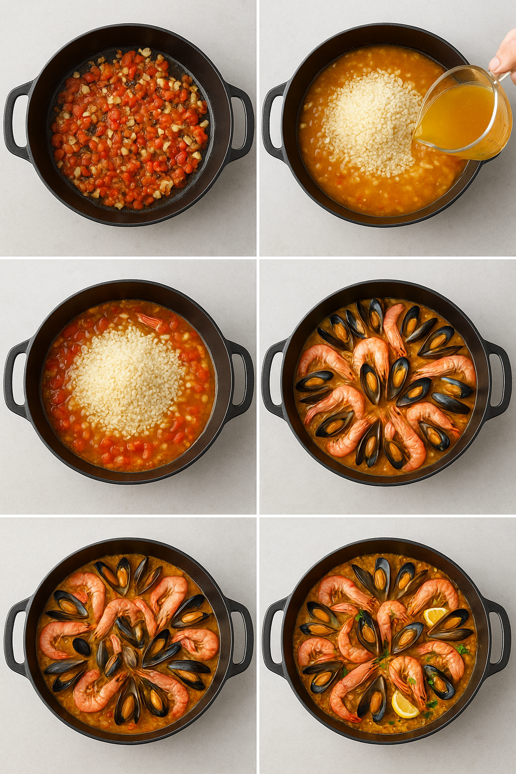 Instruction visual for Seafood Paella