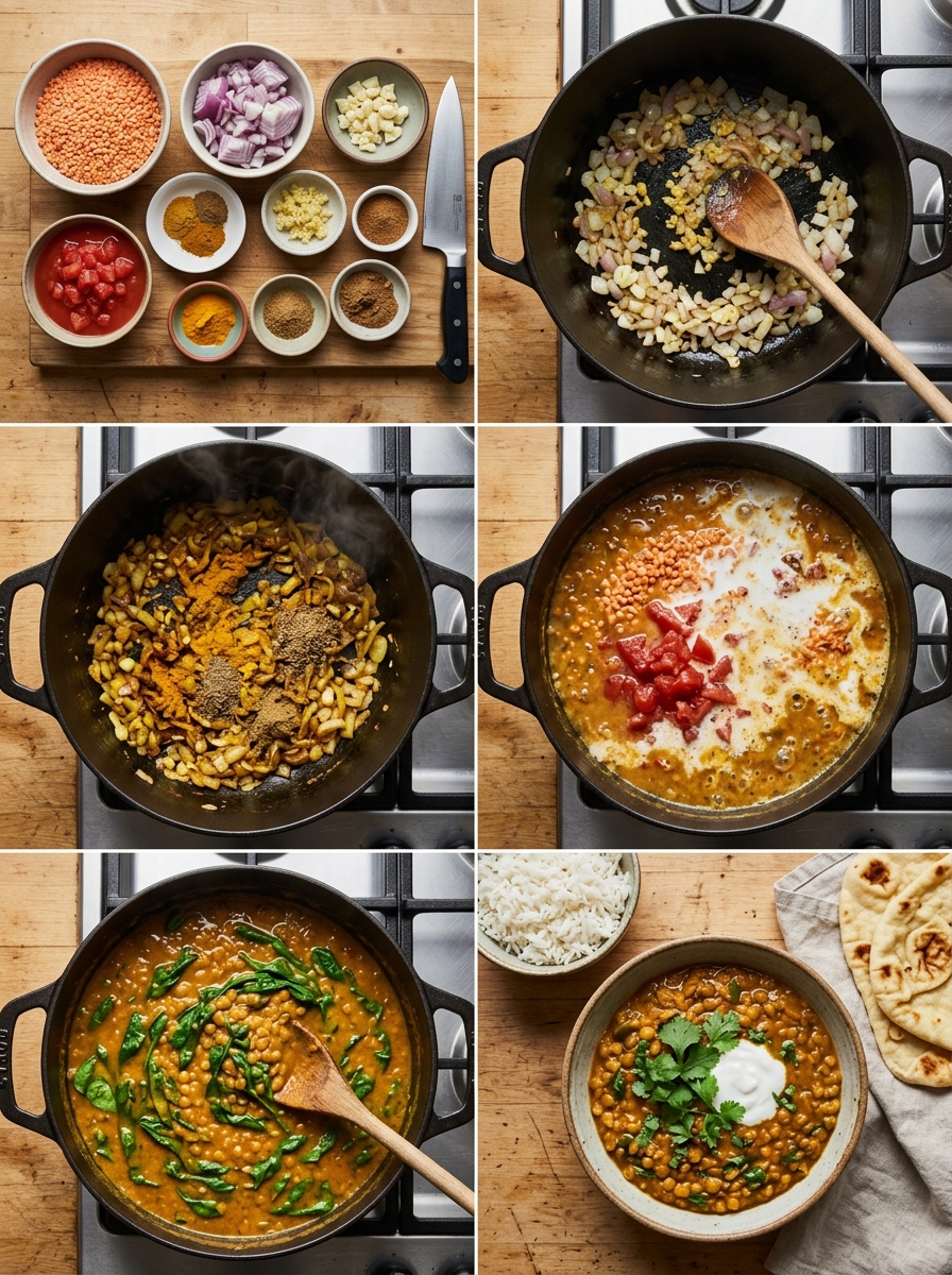 Instruction visual for Vegan Lentil Curry