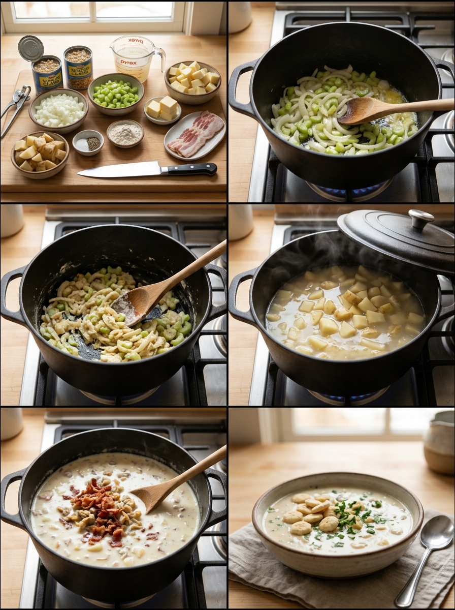 Instruction visual for Clam Chowder