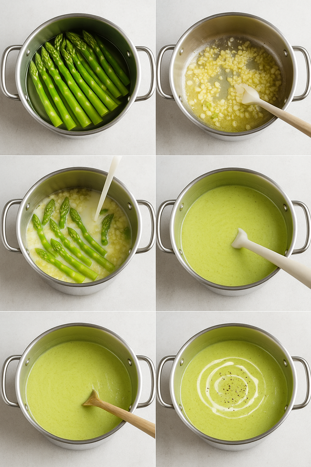 Instruction visual for Creamy Asparagus Soup