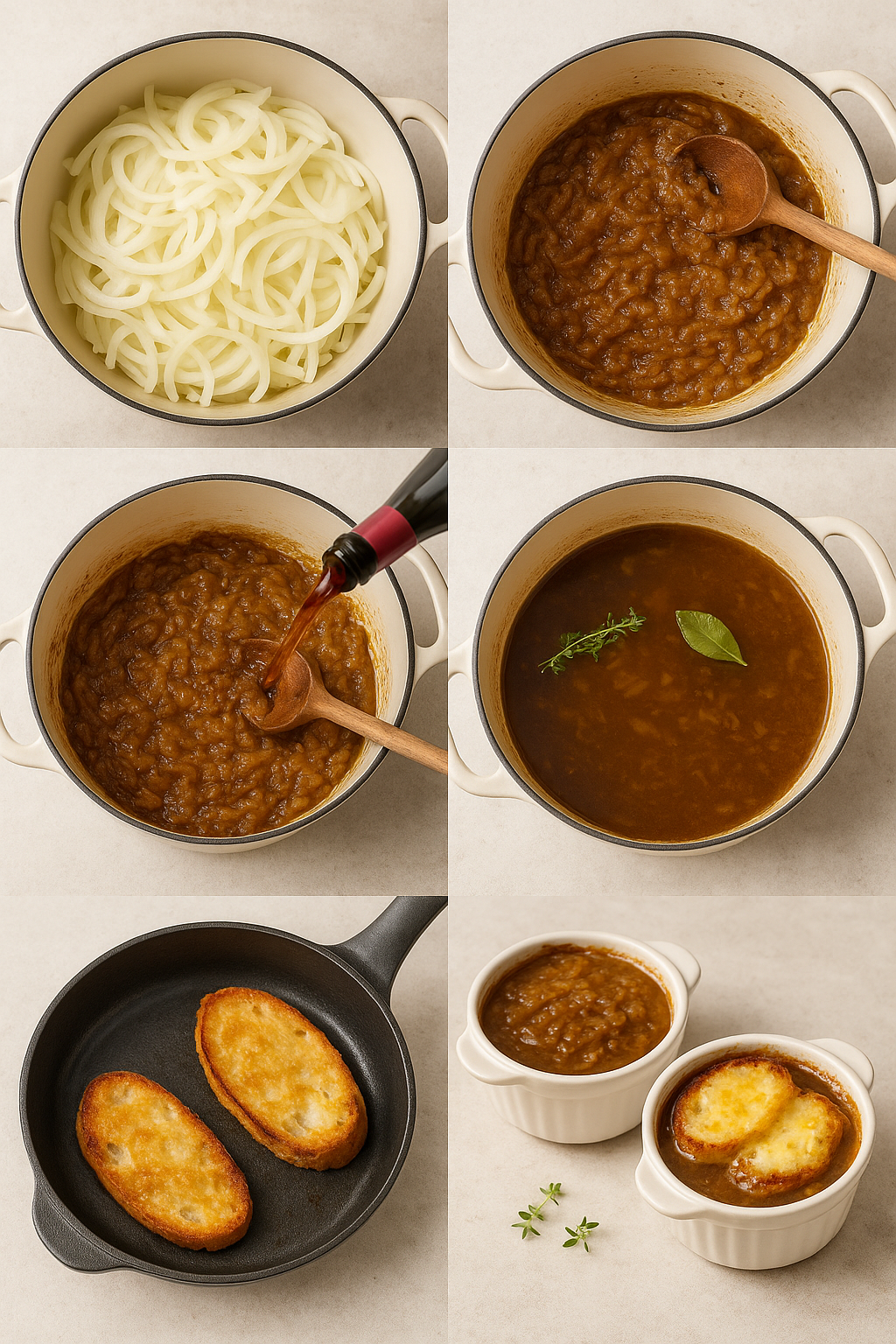 Instruction visual for French Onion Soup