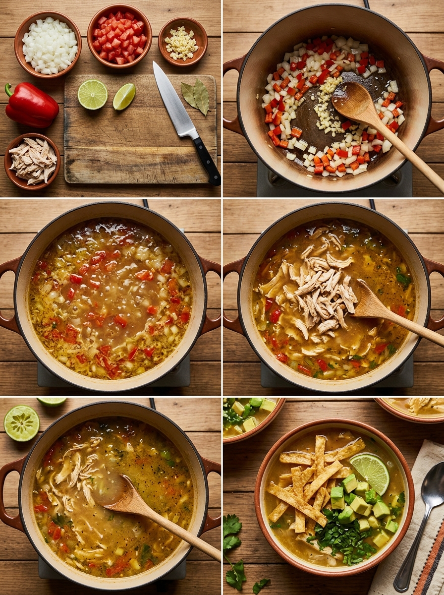 Instruction visual for Sopa de Lima