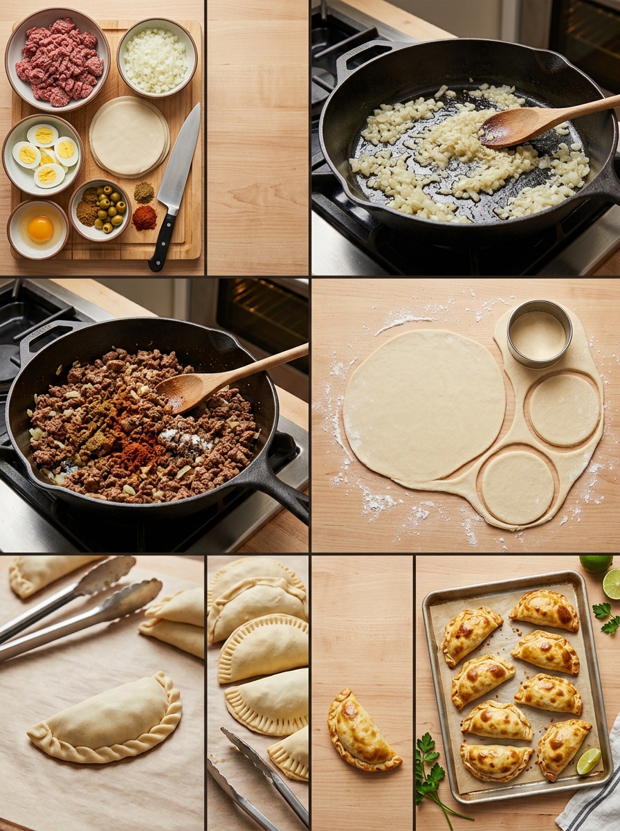 Instruction visual for Argentinian Empanadas