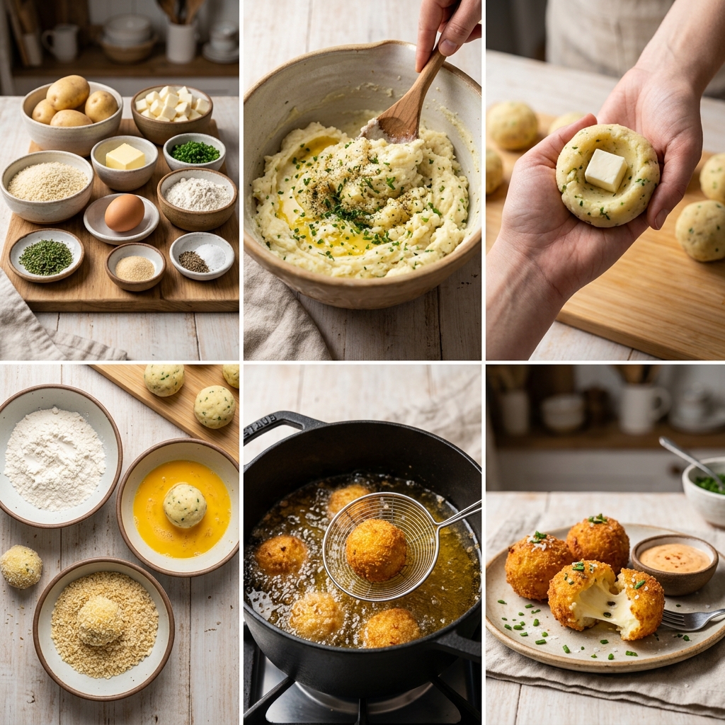 Instruction visual for Crispy Cheesy Potato Balls