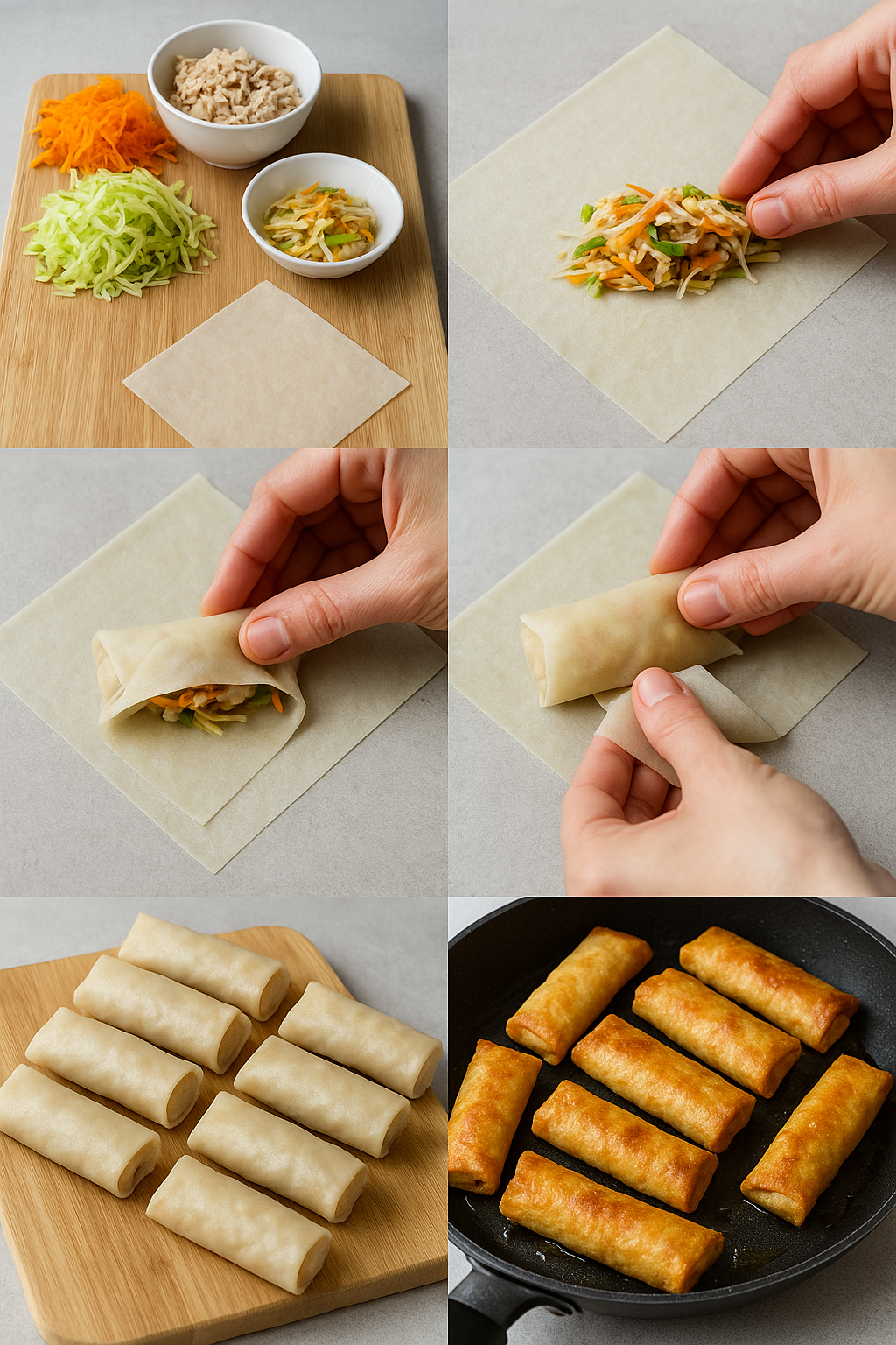 Instruction visual for Crispy Spring Rolls