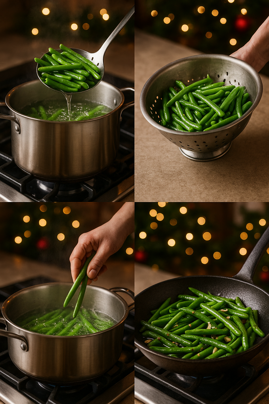 Instruction visual for Garlic Butter Green Beans