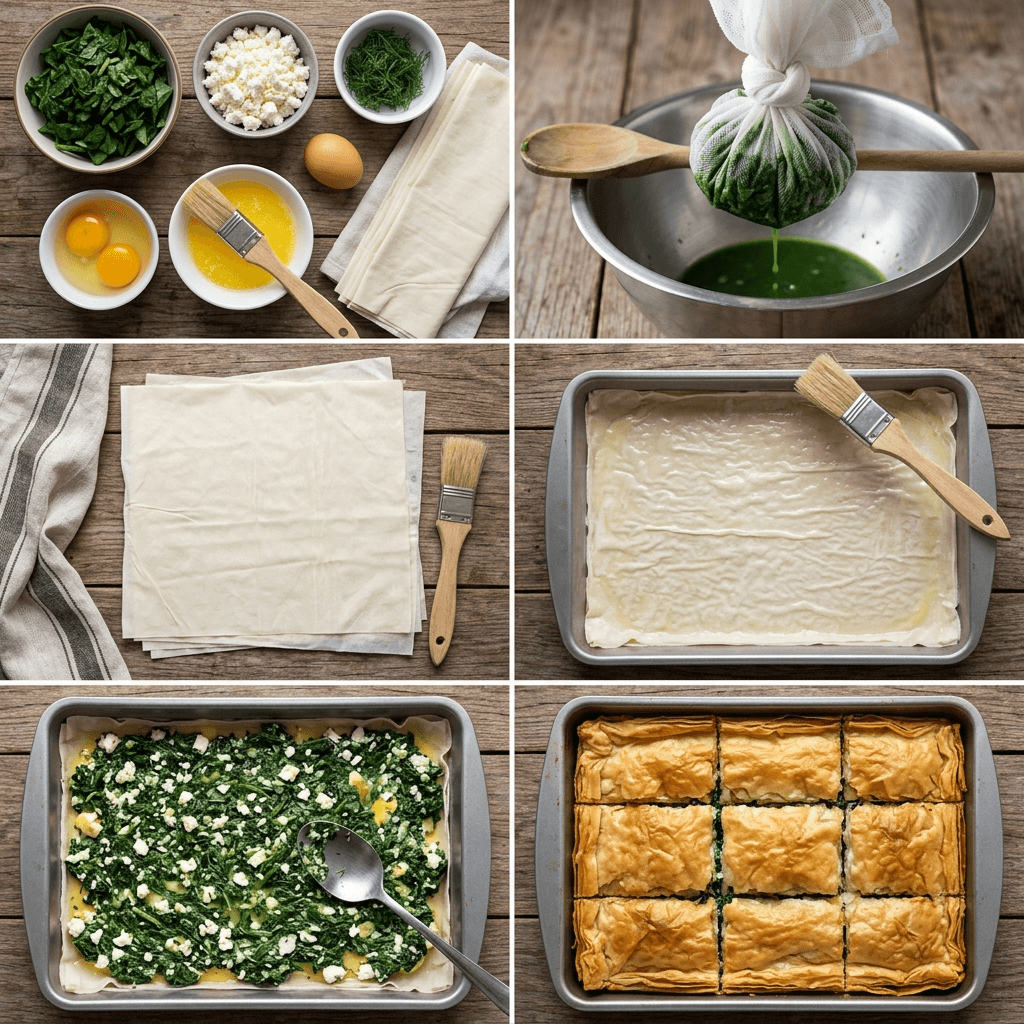 Instruction visual for Spanakopita