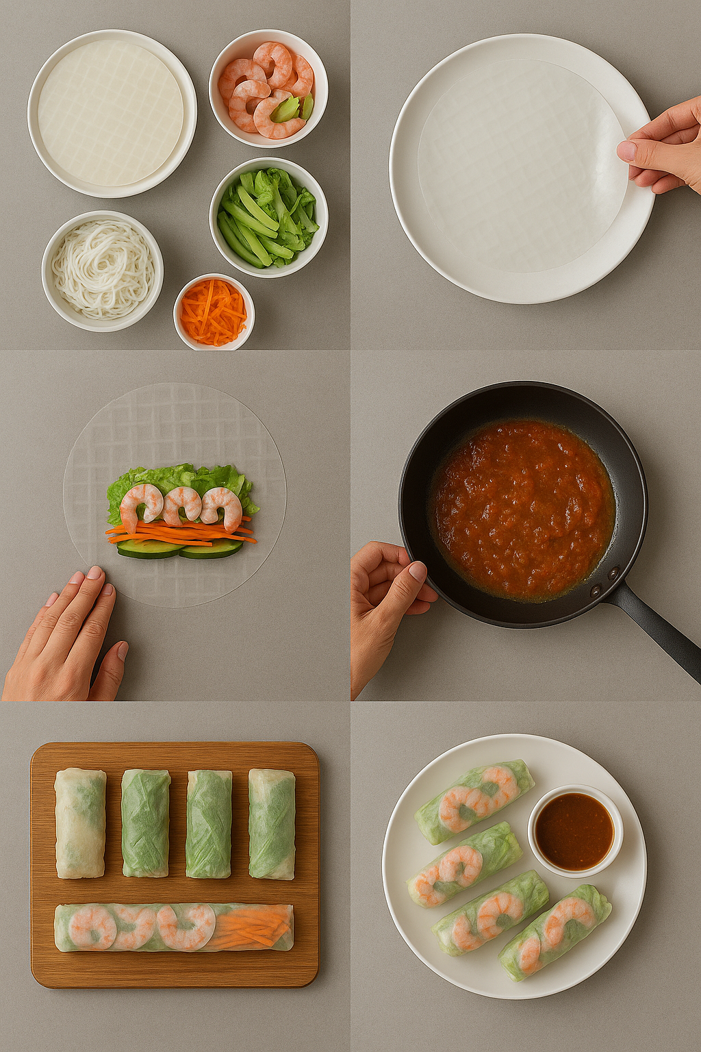 Instruction visual for Vietnamese Summer Rolls