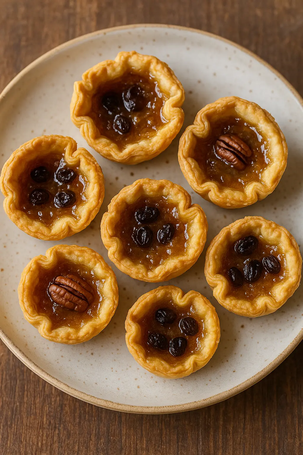 A classic Canadian butter tart with a flaky pastry and a bubbly, caramelized filling.